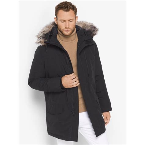 michael kors mens faux fur-trimmed parka